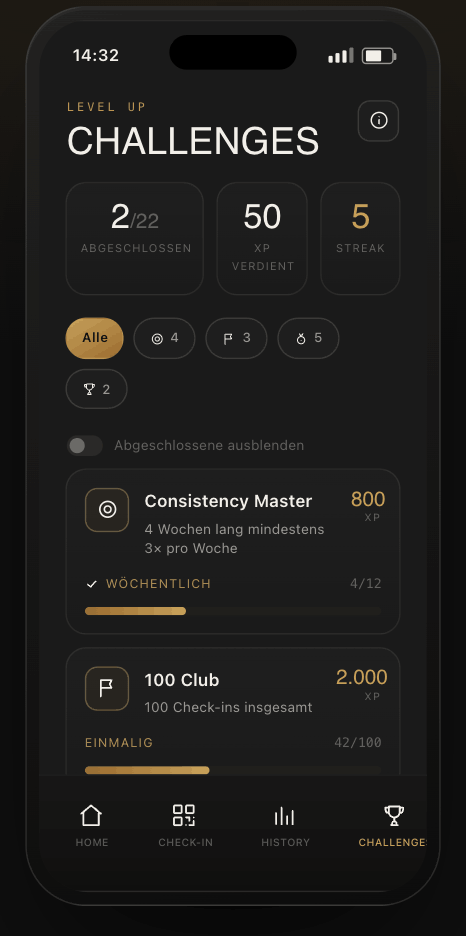 App-Screen Challenges – XP und Level-up